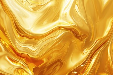 Abstract golden waves resembling molten metal, evoking a sense of fluidity and richness - obrazy, fototapety, plakaty