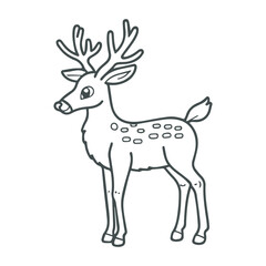 cartoon style cute white deer