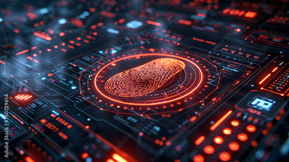 Poster High-Tech Fingerprint Security Interface