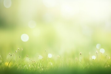 Fototapeta na wymiar Blurry Grass and Flowers in Sunlight