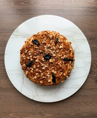 honey cake with prunes and walnuts