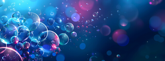 Clear water background with bubbles floating up wallpaper background banner.