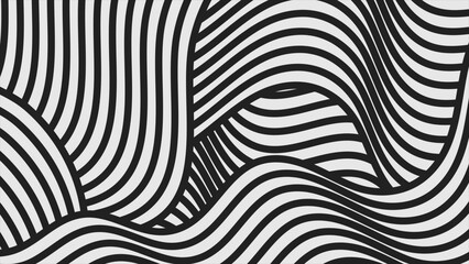 Black and white waves abstract tech minimal background