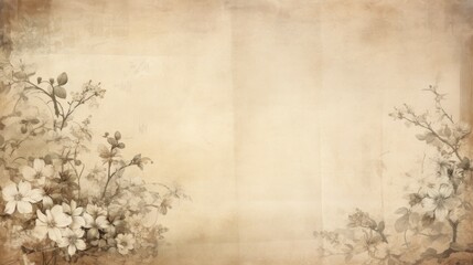 Floral Painting on Beige Background