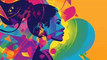 Vibrant Pop Art Female Profile for International Women's Day Poster