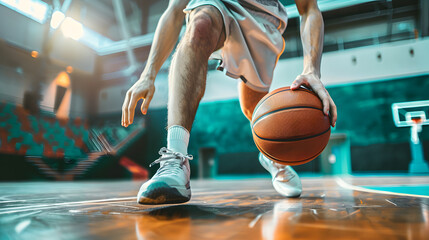 A basketball hoop and net in stadium. Sport close up photography. - Powered by Adobe
