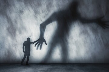 An artistic representation of anxiety as a looming shadow, symbolizing its pervasive nature and impact on mental well-being