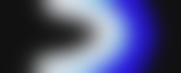 Blue blurred gradient on dark grainy background, glowing light spot, copy space	