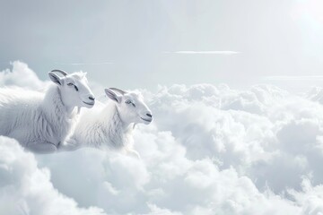 eid ul adha style 2 goats sheep  - obrazy, fototapety, plakaty