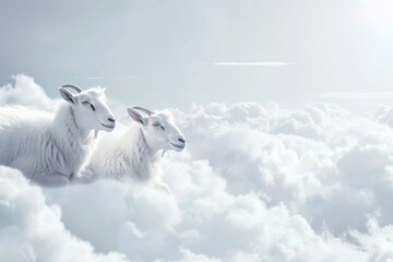 eid ul adha goats sheep on White background - obrazy, fototapety, plakaty