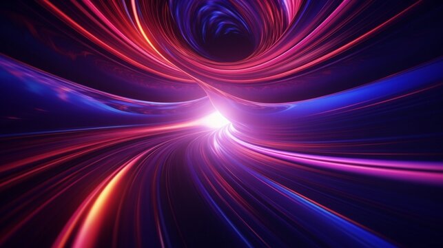 abstract background with colorful neon lines going to gravity well cosmic wormhole virtual reality wallpaper