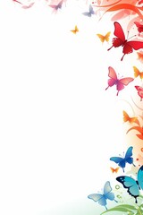 Colorful Background With Butterflies Flying Around