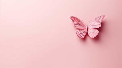 Pink Butterfly Resting on Matching Pink Background