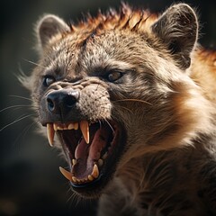 a hyena with its mouth open