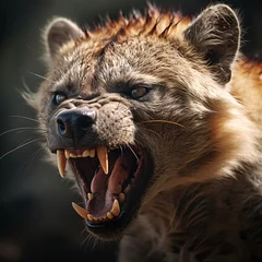 Poster a hyena with its mouth open © nicolae