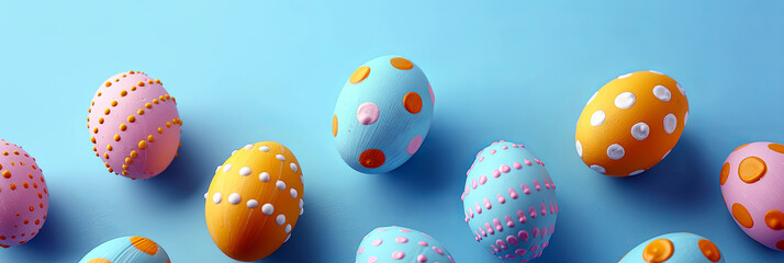 Traditional colorful decorative painted Easter eggs.  - obrazy, fototapety, plakaty