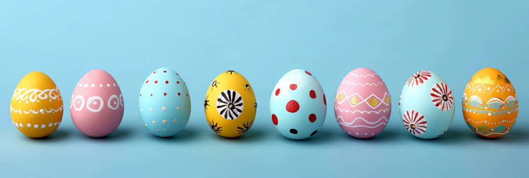Traditional colorful decorative painted Easter eggs. 