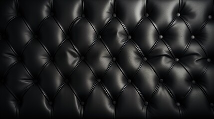 Close up texture of black buttoned leather upholstery pattern background