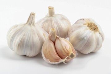 Fototapeta premium Organic fresh healthy garlic bulb isolated white background