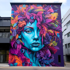 Vibrant street art on the side of a building.