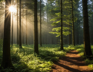 Beautiful sunlight in the forest