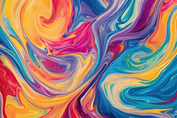 Chaotic yet harmonious swirls of vibrant colors, resembling a lively dance