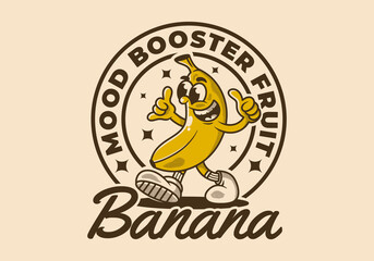 Mood booster fruit. Mascot character illustration of walking banana