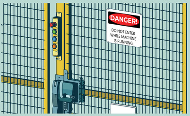 Industrial safety door closeup illustration