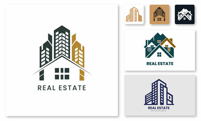 Colourful real estate logos collection illustration.