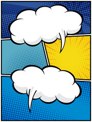 vertical abstract comic book, pop art cartoon layout template halftone dotted background