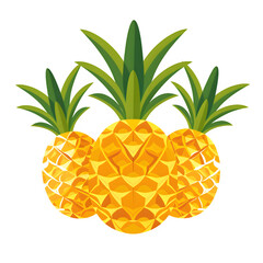 A flat vector pineapples tropical fruit logo design on a transparent background.