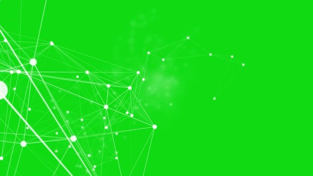 Abstract Digital Data, Network Connection, Triangle Lines, and Spheres in Futuristic Technology Concept on Green Screen Animation Background