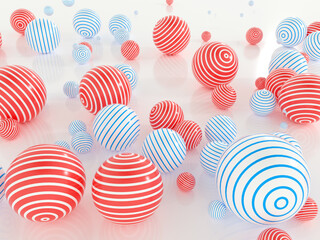 Fototapeta premium Abstract background with dynamic 3d blue and red spheres.