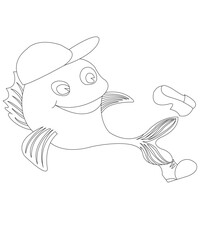 fish coloring book page for childre