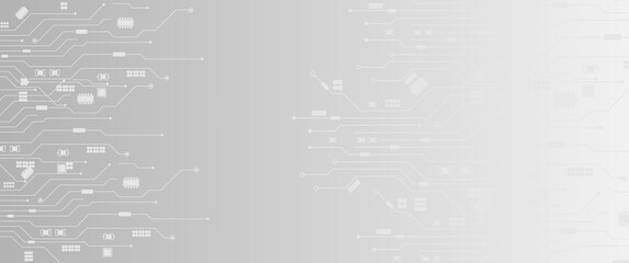 Abstract Technology Circuit board background. Grey white Abstract technology background. Digital technology with plexus background and space for your text	
