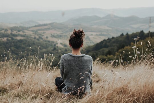 Woman enjoying a quiet moment surrounded by nature