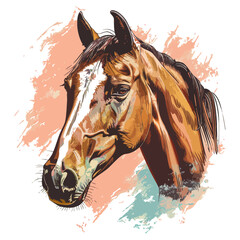 Watercolor Horse Farm Animal Portrait Hand Painted Illustration vector