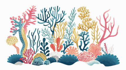 Fototapeta na wymiar Tropical coral. Hand drawn vector for travel design.