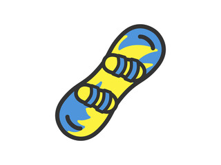 スノーボードのアイコン（線画カラー）のイラスト