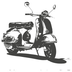 Old scooter drawing on white background vector illustration