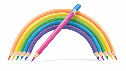 Two colored pencils in shape of rainbow.
