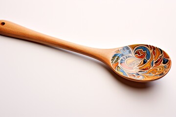 a wooden spoon with a colorful design