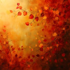 autumn leaves background, fall background, painted with warm tones of orange, red, and yellow, this background captures the essence of autumn.