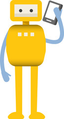 Robot Character Talking on Smartphone
