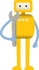Robot Character Holding Wrench
