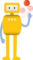 Robot Character Playing Ball
