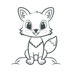cartoon style cute white fox