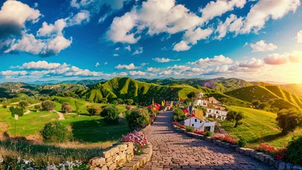 Foto op Canvas scenic view spanish landscape hills © Lucian