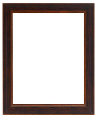 Dark varnished old picture frame. In PNG format on a transparent background.