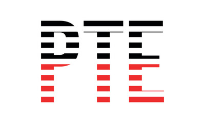 PTE three initial letter iconic line negative space minimal logo design vector template. monogram, abstract, wordmark, business, typography, minimalist, brand, company, flat, modern, unique, simple